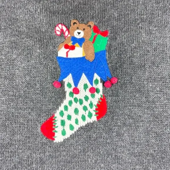 Vintage Holiday Grannycore Knit Zip Front Vest L Festive Ugly Christmas Sweater - Picture 9 of 13